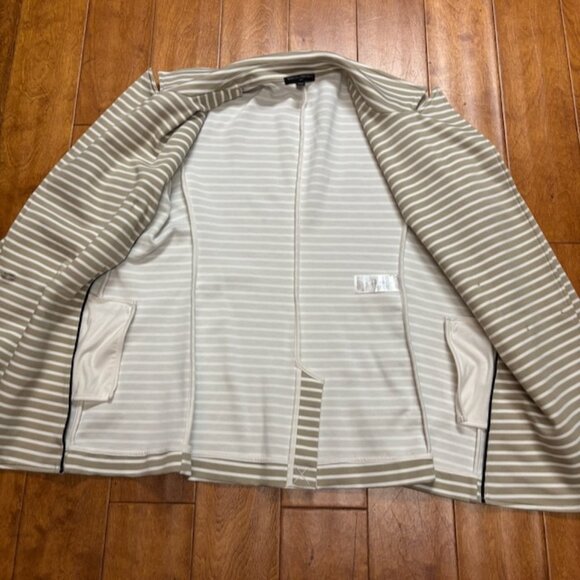 Banana Republic Womens Pique Striped Knit Blazer Size L Preppy Academia Coastal - Picture 9 of 15
